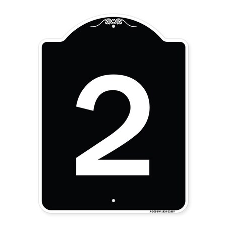 Signmission Sign with Number 2 Heavy-Gauge Aluminum Architectural Sign, 24" x 18", BW-1824-22897 A-DES-BW-1824-22897